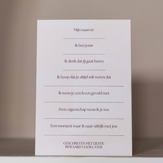 Babyshower invulkaarten ''Woorden voor jou, lief kleintje''